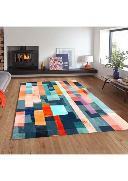 Özel Tasarım Dekoratif Kaymaz Taban Yıkanabilir Trend Halı 80 x 120 cm