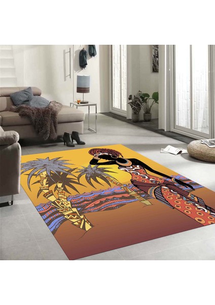 Özel Tasarım Dekoratif Kaymaz Taban Yıkanabilir Trend Halı 80 x 120 cm