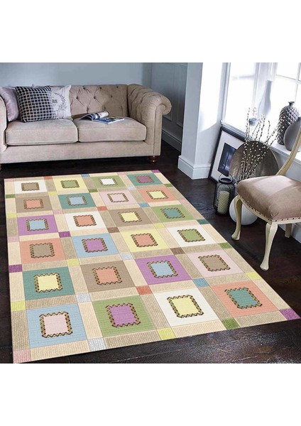 Özel Tasarım Dekoratif Kaymaz Taban Yıkanabilir Trend Halı 160 x 230 cm