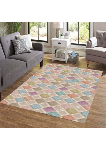 Özel Tasarım Dekoratif Kaymaz Taban Yıkanabilir Trend Halı 80 x 120 cm