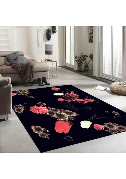 Özel Tasarım Dekoratif Kaymaz Taban Yıkanabilir Trend Halı 80 x 120 cm