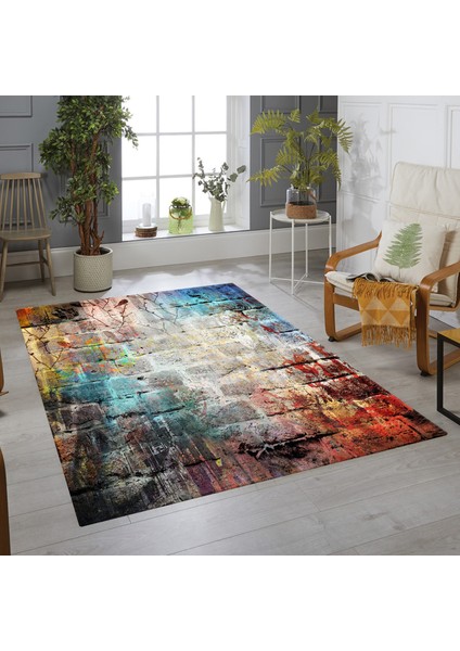 Dekoratif Özel Tasarım Kaymaz Taban Yıkanabilir Halı 80 x 120 cm