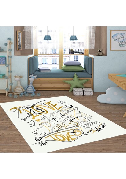 Dekoratif Özel Tasarım Kaymaz Taban Yıkanabilir Halı 160 x 230 cm