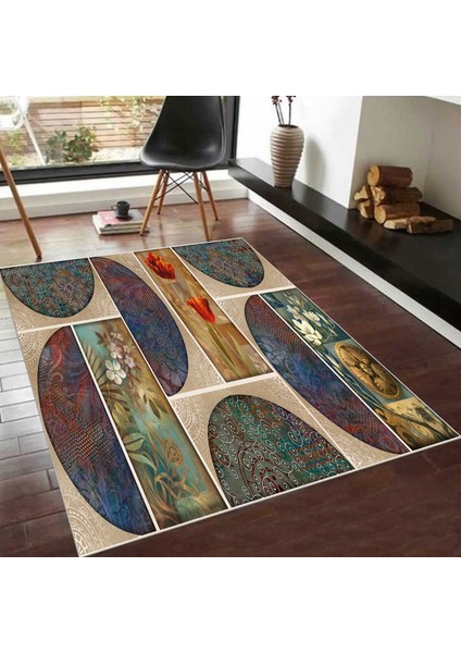 Dekoratif Özel Tasarım Kaymaz Taban Yıkanabilir Halı 120 x 180 cm