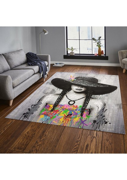 Dekoratif Özel Tasarım Kaymaz Taban Yıkanabilir Halı 80 x 120 cm