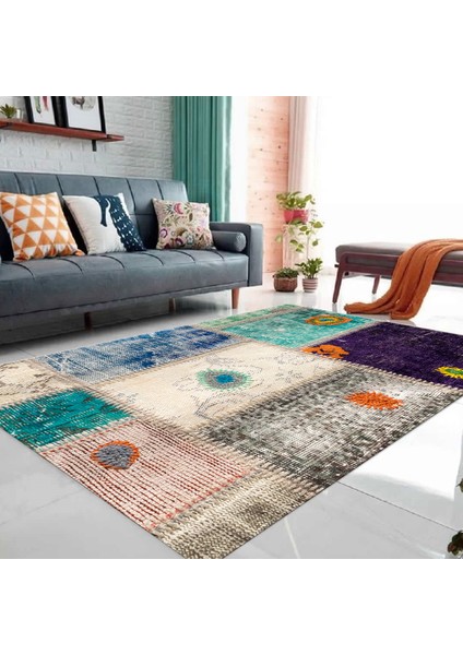 Dekoratif Özel Tasarım Kaymaz Taban Yıkanabilir Halı 80 x 50 cm