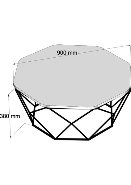 Variant Mobilya Diamond Metal Ayaklı Orta Sehpa Ceviz