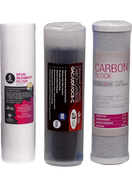 Su Arıtma Cihazı Filtresi 3'lü Filtre Seti