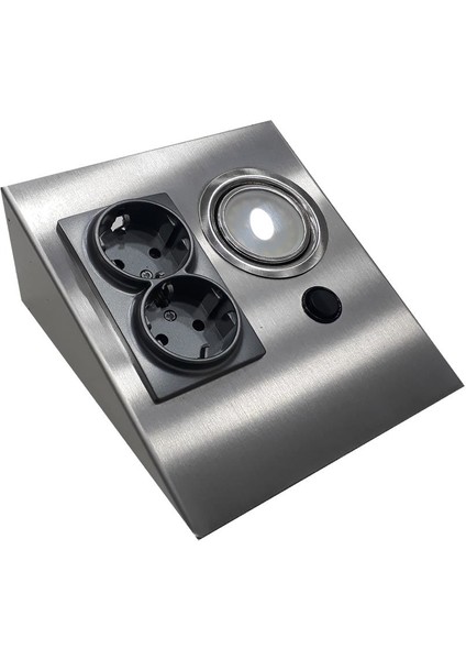 EPS150-2PL3 Tezgah Altı Üçgen Spot Inox 6500K + 2'li Priz