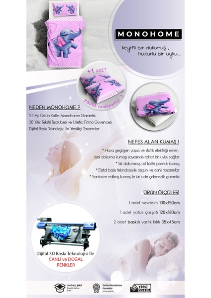 Unicorn 3D Bebek Nevresim Takımı