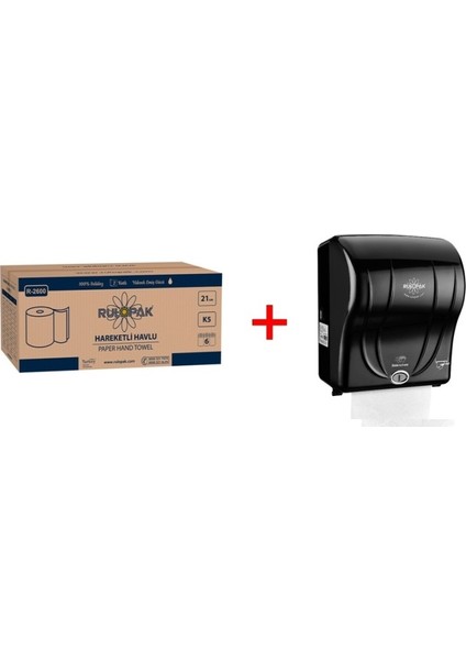 21 cm Hareketli Havlu 5 kg + Rulopak 21 cm Havlu Makinesi - Siyah