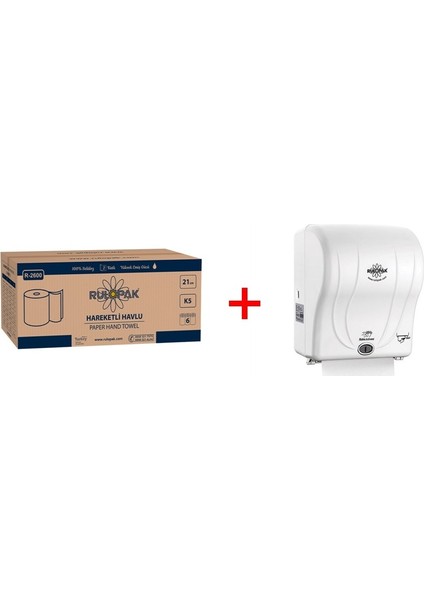 21 cm Hareketli Havlu 5 kg + Rulopak 21 cm Havlu Makinesi - Beyaz