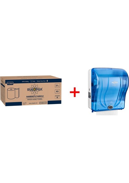 21 cm Hareketli Havlu 5 kg + Rulopak 21 cm Havlu Makinesi - Mavi