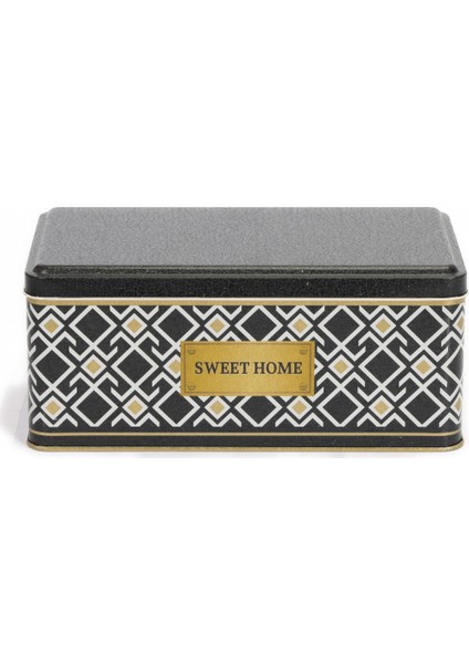 Sultan Desenli Dikdörtgen Çok Amaçlı Metal Erzak Saklama Kabı 3.6 lt - Siyah fiyatları