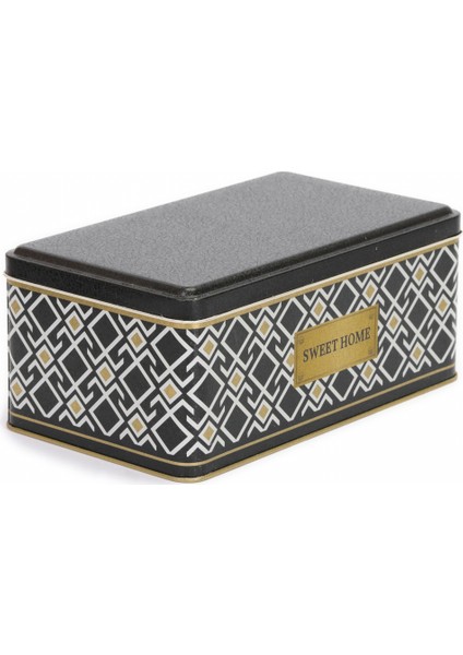 Sultan Desenli Dikdörtgen Çok Amaçlı Metal Erzak Saklama Kabı 3.6 lt - Siyah modelleri