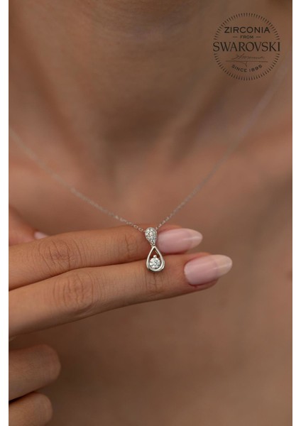 Taşlı Damla Model Gümüş Kolye