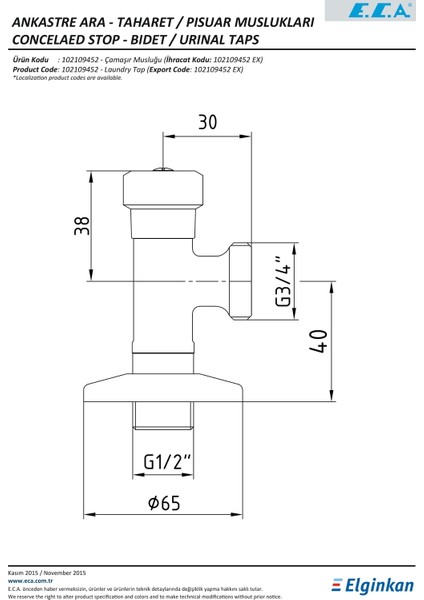ECA Çamaşır Musluğu 102109452 fiyatları