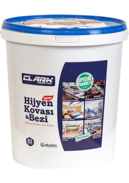 Hijyen Kovası ve Bezi - Tek Kullanımlık Alkol Bazlı Temizlik ve Hijyen Bezi (375 Adet)