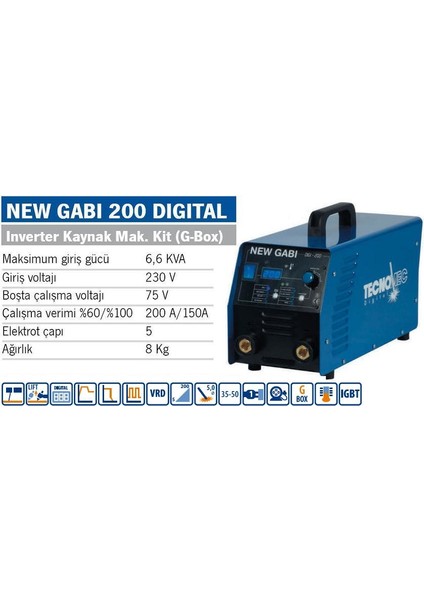 New Gabı 200 Dıgıtal 200 Amper Inverter Kaynak Makinesi G Box