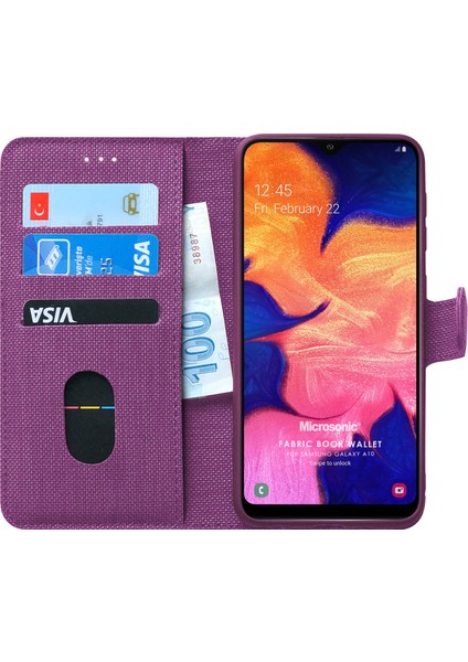 Samsung Galaxy A10 Kılıf Fabric Book Wallet Mor