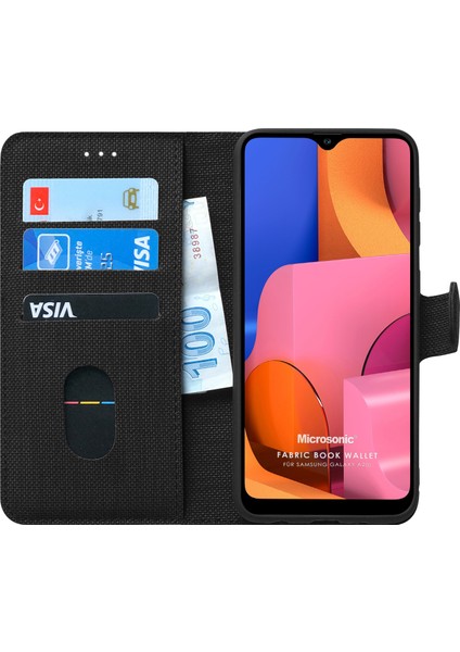 Samsung Galaxy A20s Kılıf Fabric Book Wallet Siyah