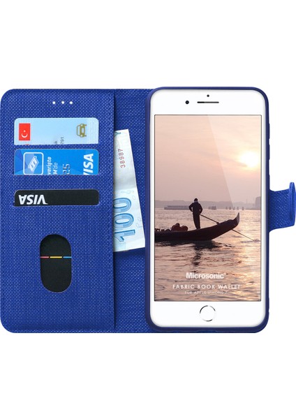 Apple iPhone 7 Kılıf Fabric Book Wallet Lacivert fiyatları