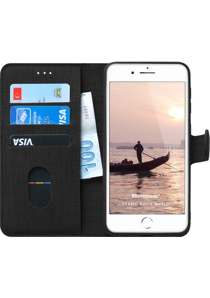 Apple iPhone 7 Plus Kılıf Fabric Book Wallet Siyah fiyatları