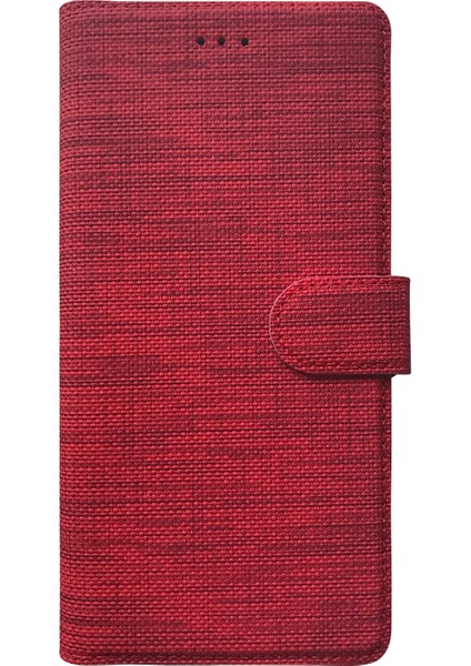 Oppo AX7 Kılıf Fabric Book Wallet Kırmızı