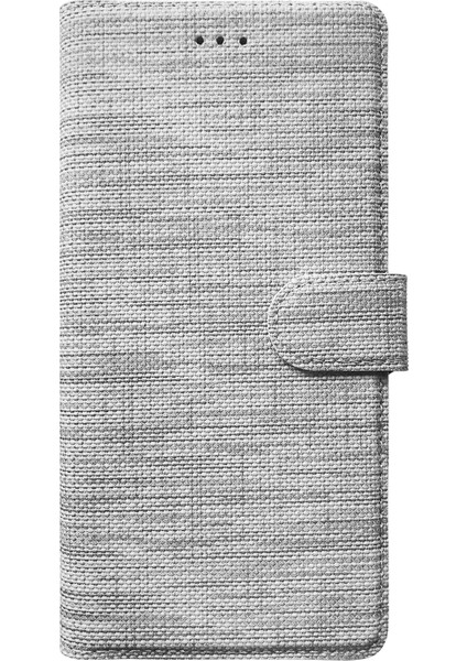 Oppo A5S Kılıf Fabric Book Wallet Gri