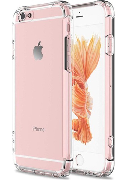 Apple iPhone 6/6S Şeffaf Airbag Antishock Silikon Kılıf + Tam Kaplayan Ekran Koruyucu 5D Siyah Cam