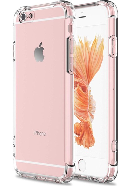 Apple iPhone 6 Plus Şeffaf Airbag Antishock Silikon Kılıf + Tam Kaplayan Ekran Koruyucu 5D Siyah Cam