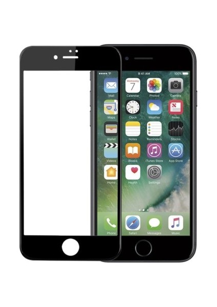 Apple iPhone 8 Plus Şeffaf Airbag Antishock Silikon Kılıf + Tam Kaplayan Fiber Nano Ekran Koruyucu 6D Siyah Nano Cam