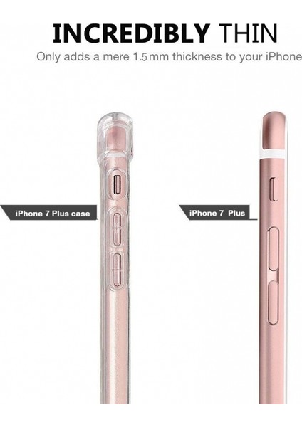 Apple iPhone 7 Plus Şeffaf Airbag Antishock Silikon Kılıf + Tam Kaplayan Mat 5D Seramik Ekran Koruyucu Esnek Siyah Cam