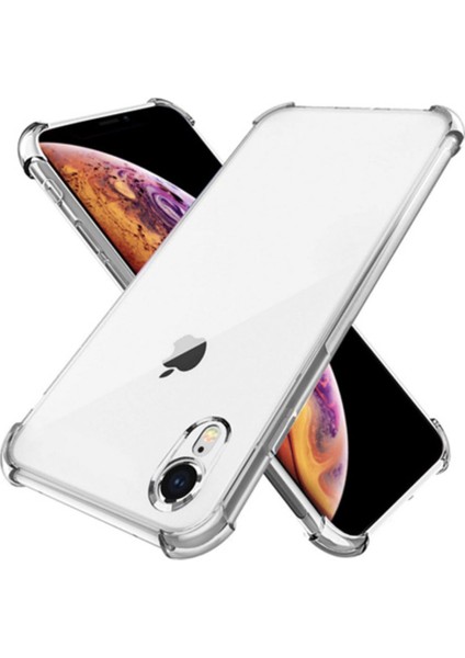 Apple iPhone XR Şeffaf Airbag Antishock Silikon Kılıf + Tam Kaplayan Mat 5D Seramik Ekran Koruyucu Esnek Cam