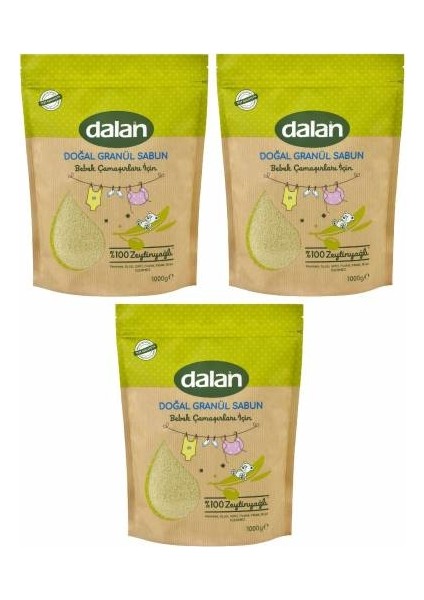 Doğal Granül Bebek Sabun Tozu 1 kg x 3'lü