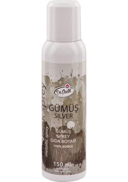 Yenilebilir Metalik Sprey Gıda Boyası Gümüş 150 ml