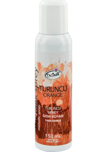 Yenilebilir Metalik Sprey Gıda Boyası Turuncu 150 ml