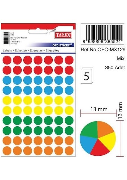 OFC-129 Mix Color Ofis Etiketi