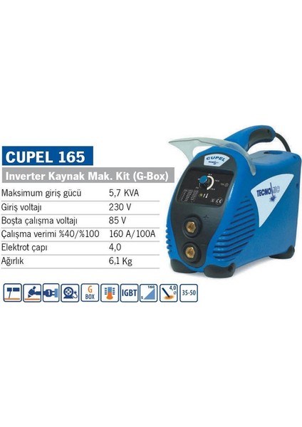 Cupel 165 160 Amper Inverter Kaynak Makinesi G Box fiyatları