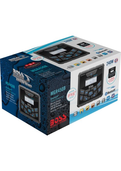 Boss Audio MGR450B Aux USB Girişli Bluetoothlu Marin Teyp