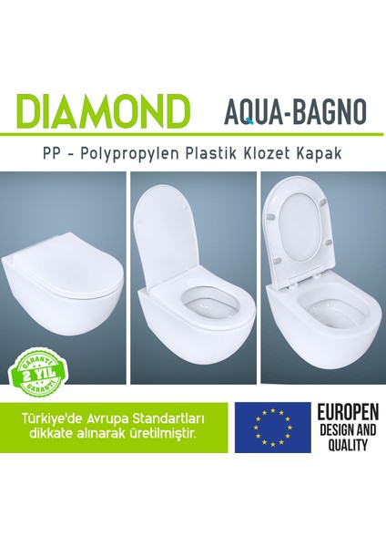 Aqua Bagno Diamond   Yavaş Kapanan Klozet Kapağı