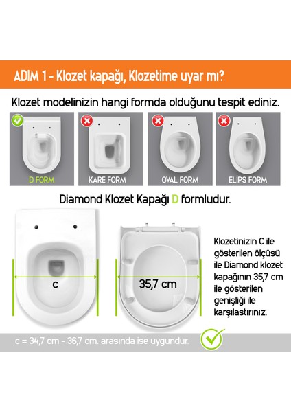 Aqua Bagno Diamond   Yavaş Kapanan Klozet Kapağı