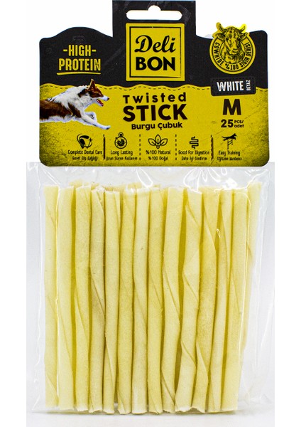 Burgu Çubuk Orta Boy 25'li Paket Beyaz