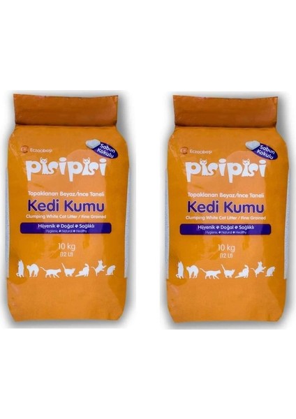 Pisipisi Eczacıbaşı Marsilya Sabunlu Ince Taneli Topaklanan Kedi Kumu 10 kg x 2 Adet