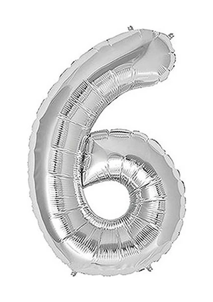 Folyo Balon 100 cm 40'' Gümüş Renk Rakam 6