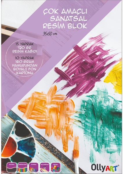 Çok Amaçlı Sanatsal Resim Blok 35 x 50 cm. 25 Ypr. 120+160 gr Fon Kartonu