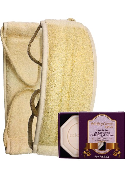 Kabak Lifi Kese Uzun Sırt Tipi Ipli + Karaüzüm Banyo Sabunu