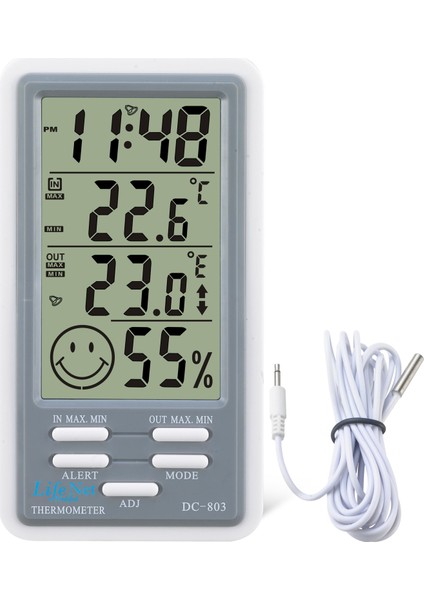 Life Net Medikal DC803 Dijital Termometre Isı Nem Ölçer Sıcaklık Iç Dış Mekan
