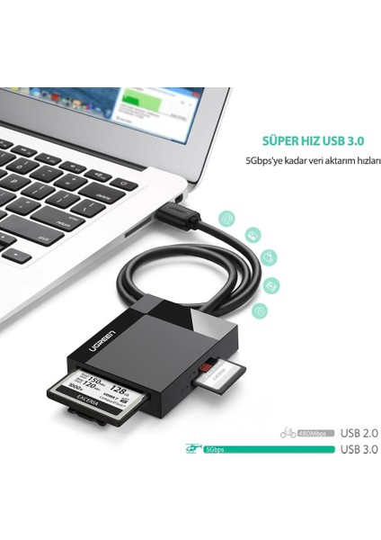 USB 3.0 4ü 1 Arada Kart Okuyucu