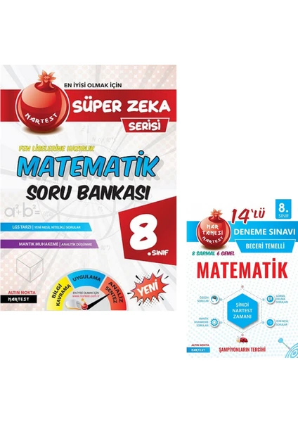 Nartest Yayınevi 8. Sınıf Süper Zeka Matematik Soru Bankası ve 14'lü Matematik Deneme Seti